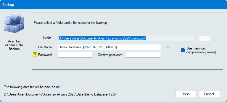 Backup data file