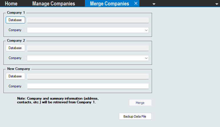 Manage Companies - Merge