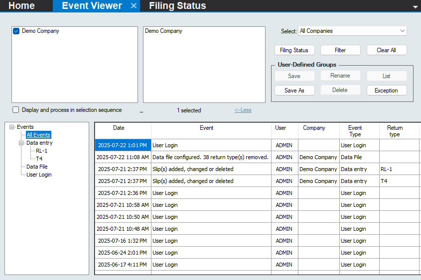 Event viewer