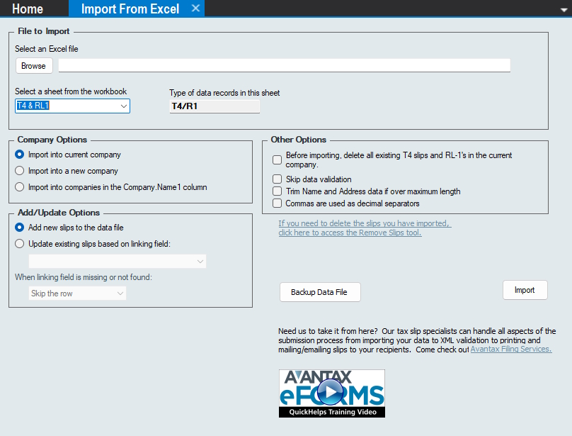 Import Slip Data from Excel