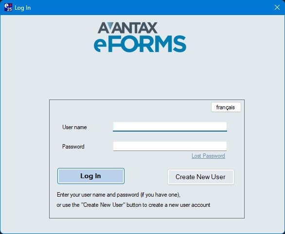 Log into eForms