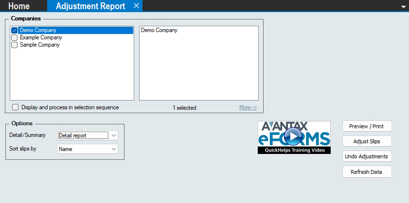 Adjustment Report