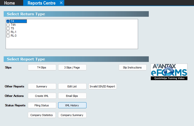 Reports Centre