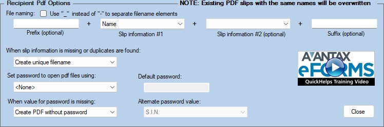 Create Individual Recipient Slips