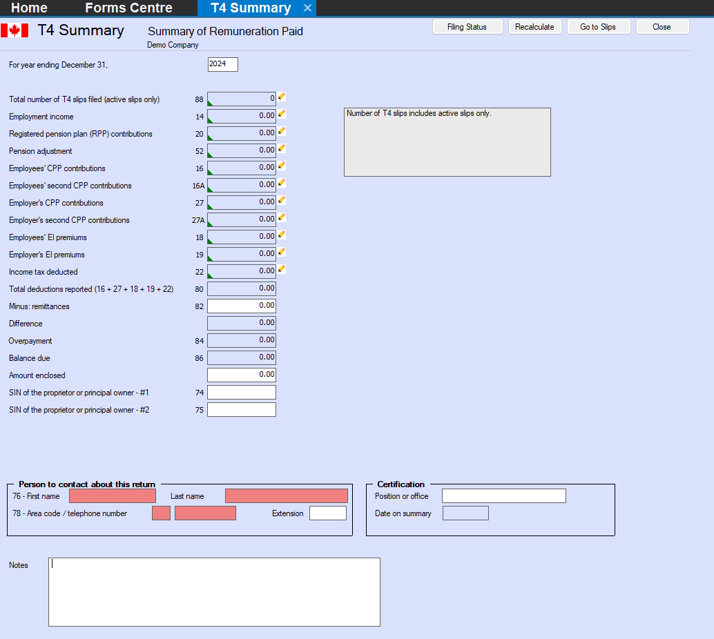 Entering Summary Data