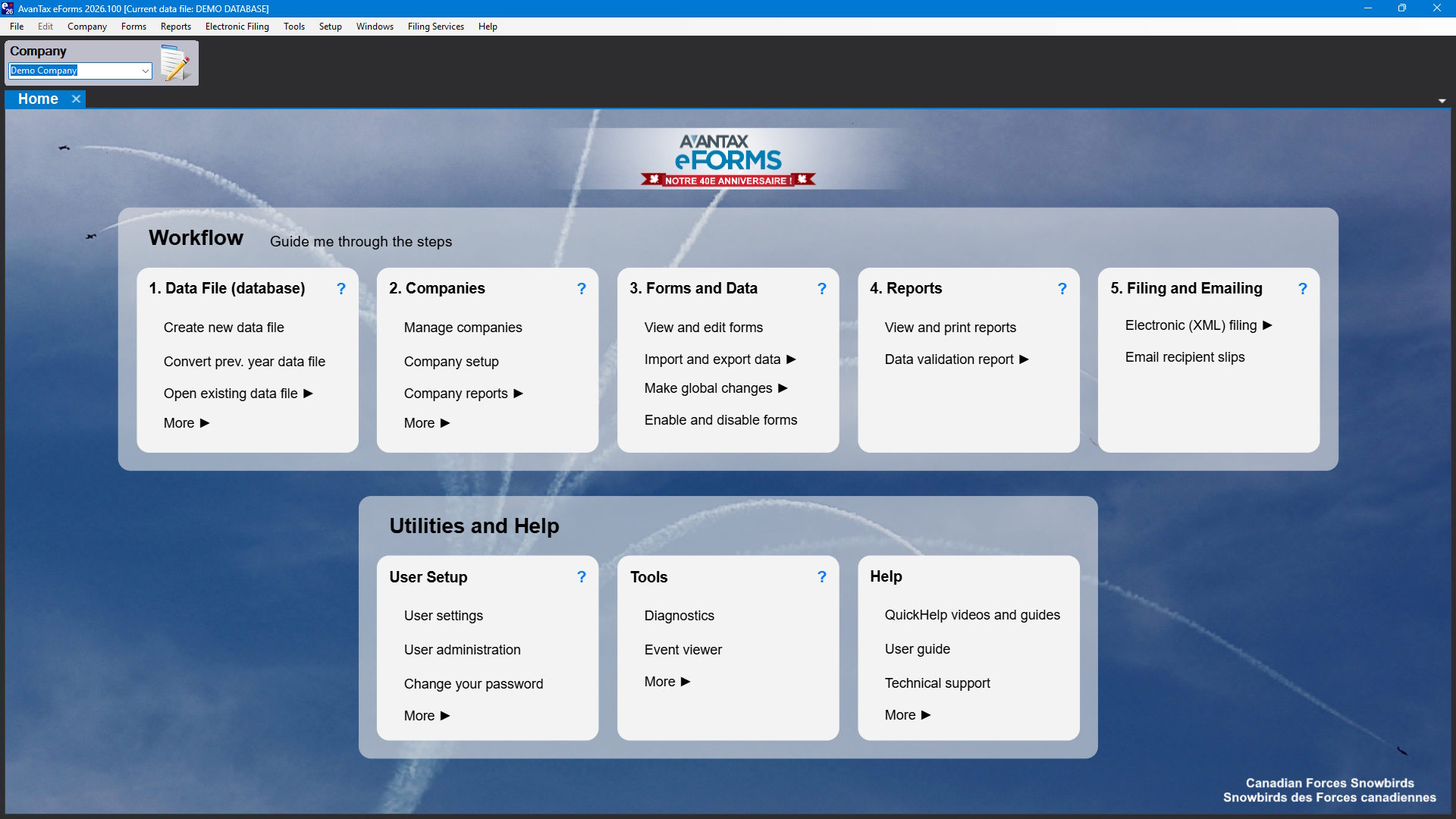 eForms Home Screen