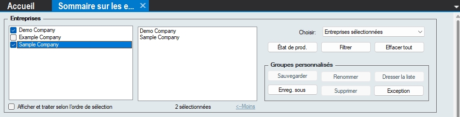 Sélection de l’entreprise