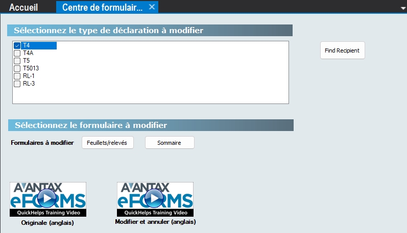Centre de formulaires