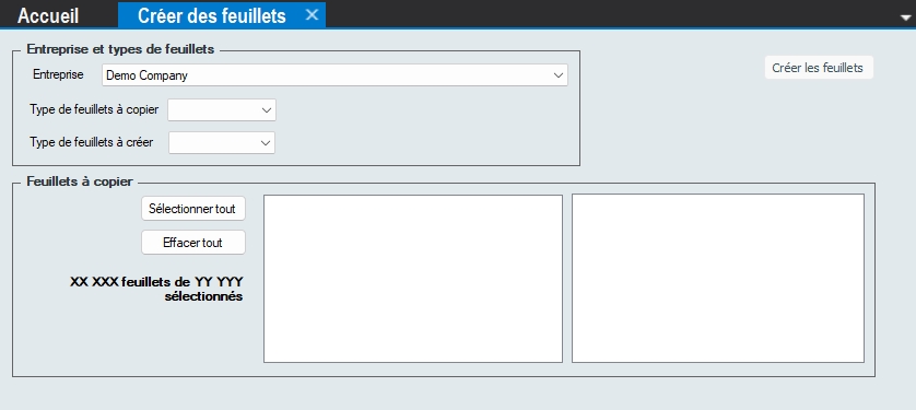 Modifications globales - Créer des feuillets à partir d'autres feuillets