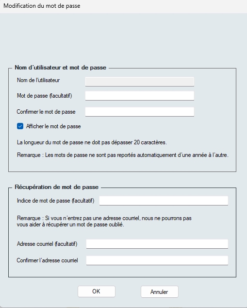 Modifier le mot de passe de l’utilisateur