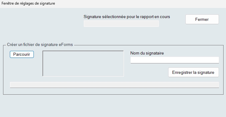 Réglages de la signature