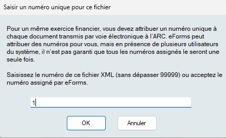 Transmission électronique - Numéro de fichier ARC