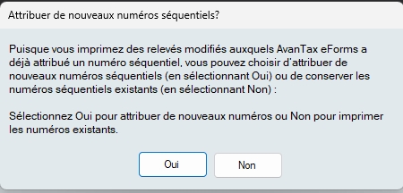 Numéros de séquence - Feuillets modifiés