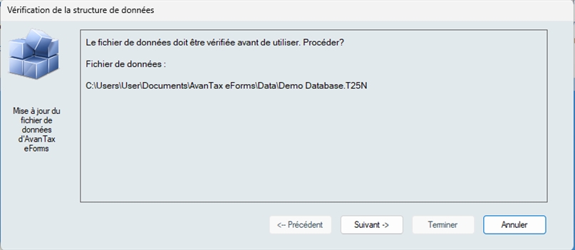 Vérifier la structure du Fichier de données