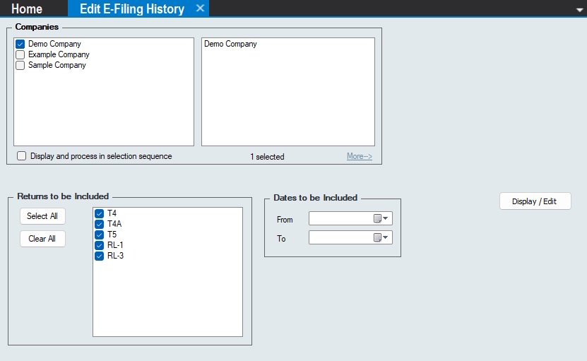 Edit E-Filing History