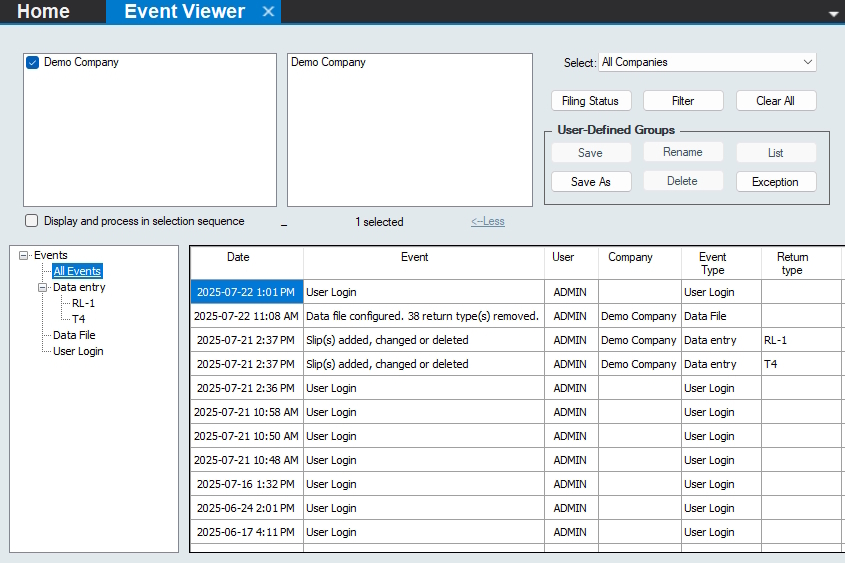 Event viewer